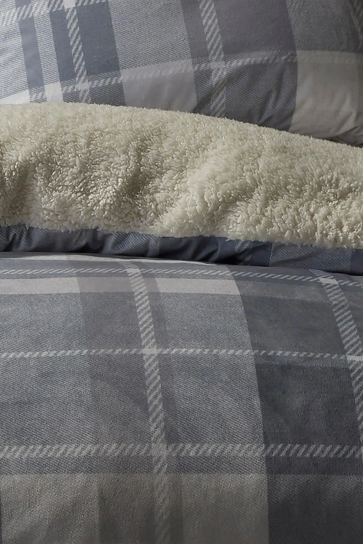 Fusion 'Mulford Check' Plush Duvet Cover Set in Grey 3