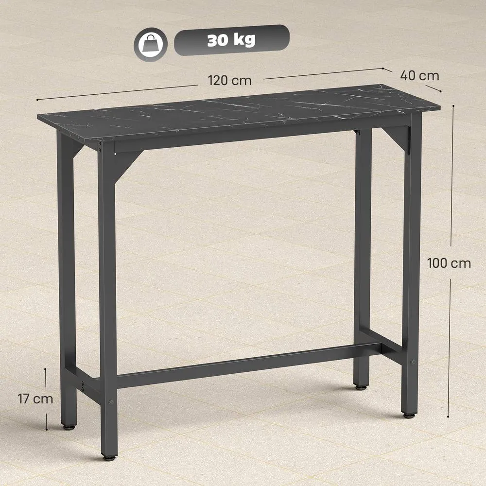HOMCOM Bar Table Coffee Table with Adjustable Footpads Black Marble Effect 3