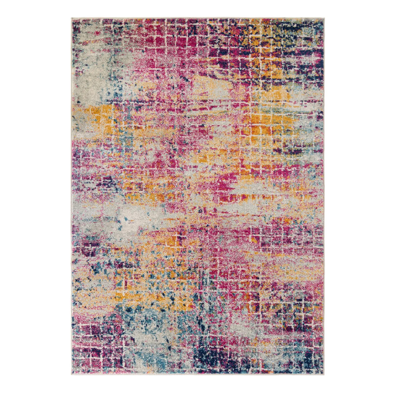 Urban Abstract Rug Pink, Blue and Yellow