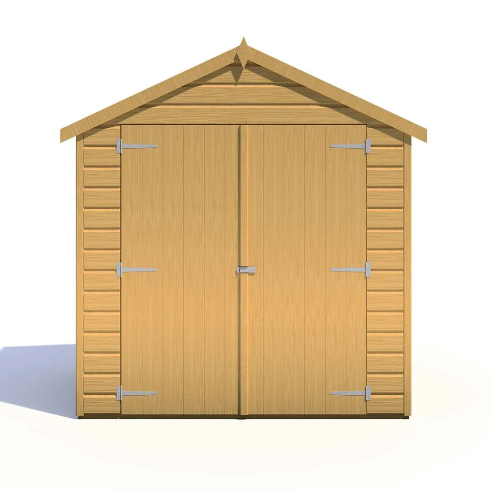 Shires Bute Shiplap Apex 6x4' Dip Treated Garden Shed Double Door with Window in Brown 2