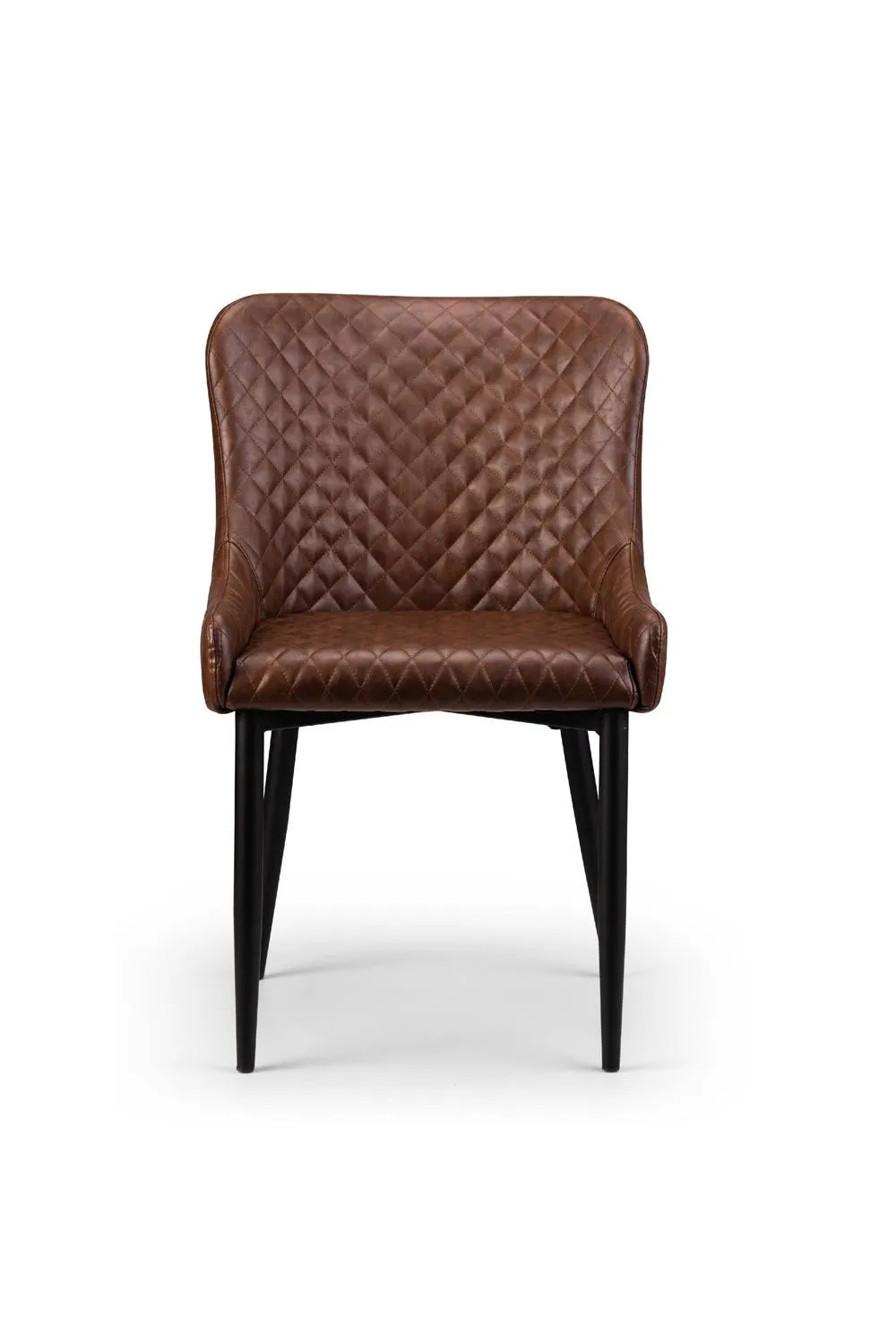 Julian Bowen Luxe Diamond Quilted Upholstered Dining Chair (Set of 2) in Brown 6