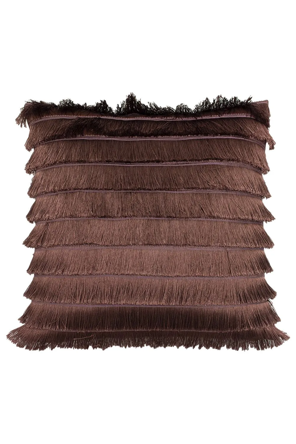 Furn Flicker Tiered Fringed Velvet Reverse Cushion in Rose