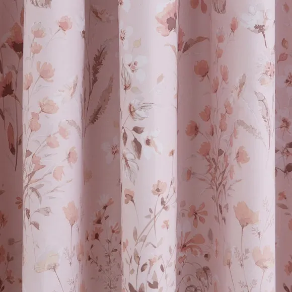 Watercoloured Floral Blackout Eyelet Curtains 3