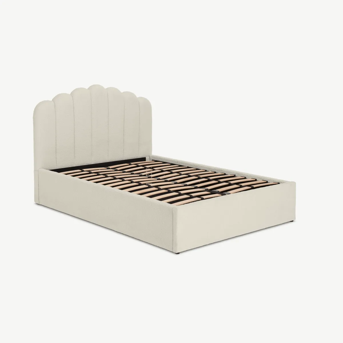 Delia Super King Size Ottoman Storage Bed, Whitewash Boucle