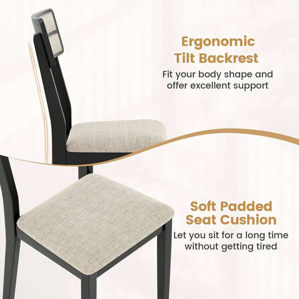 Costway Upholstered Kitchen Chairs Modern Dining Chairs Set of 4-Black in Black 6