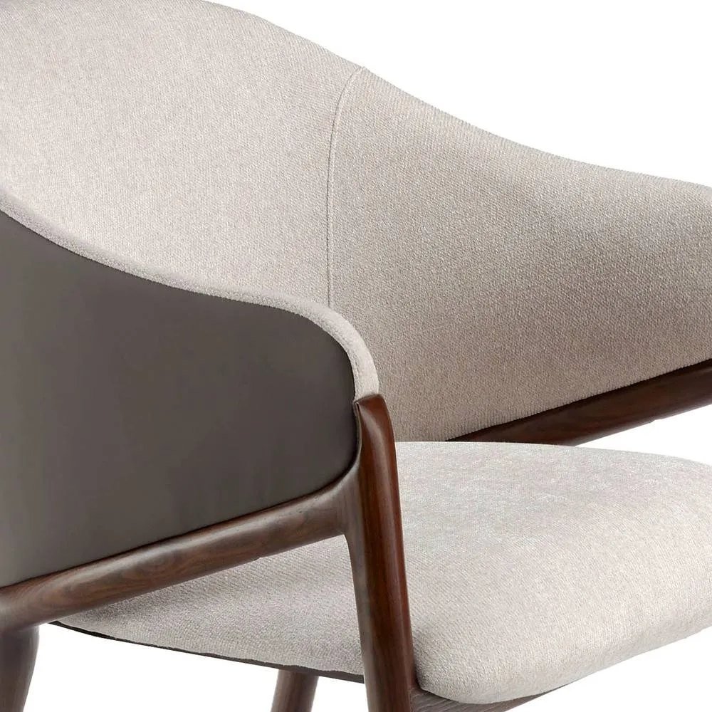 Angel Cerda Model Beige Fabric & Dark Mink Leatherette Dining 5
