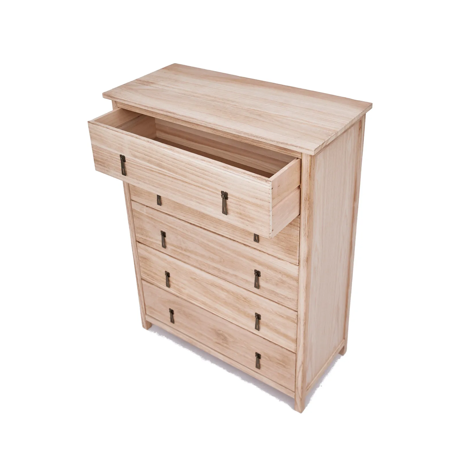 Cabinet Bits Portofino 5 Drawer Chest of Drawers Drop Brass Handle in Natural 4