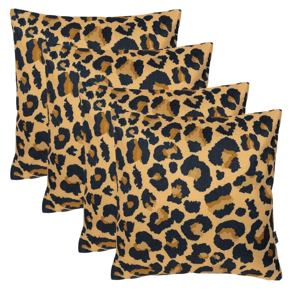 icon 4 Pack Cushion 43x43 Kyoto Fabric, New Leopard Print