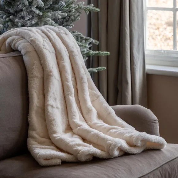 Luxurious Christmas Tree Embellished Sherpa Throw Blanket