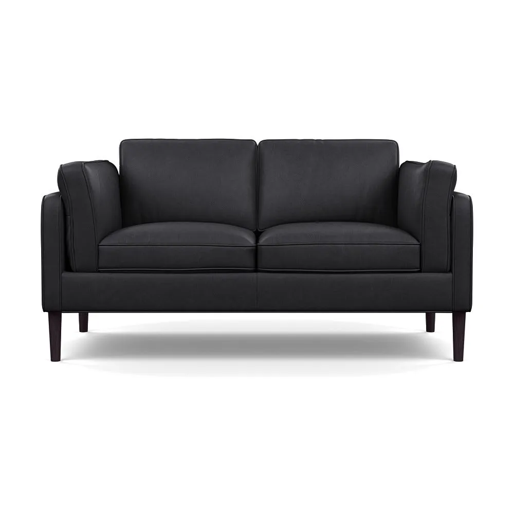 Heal's Sonno 2 Seater Sofa Linea Leather Black 622 Wenge Black Feet 1