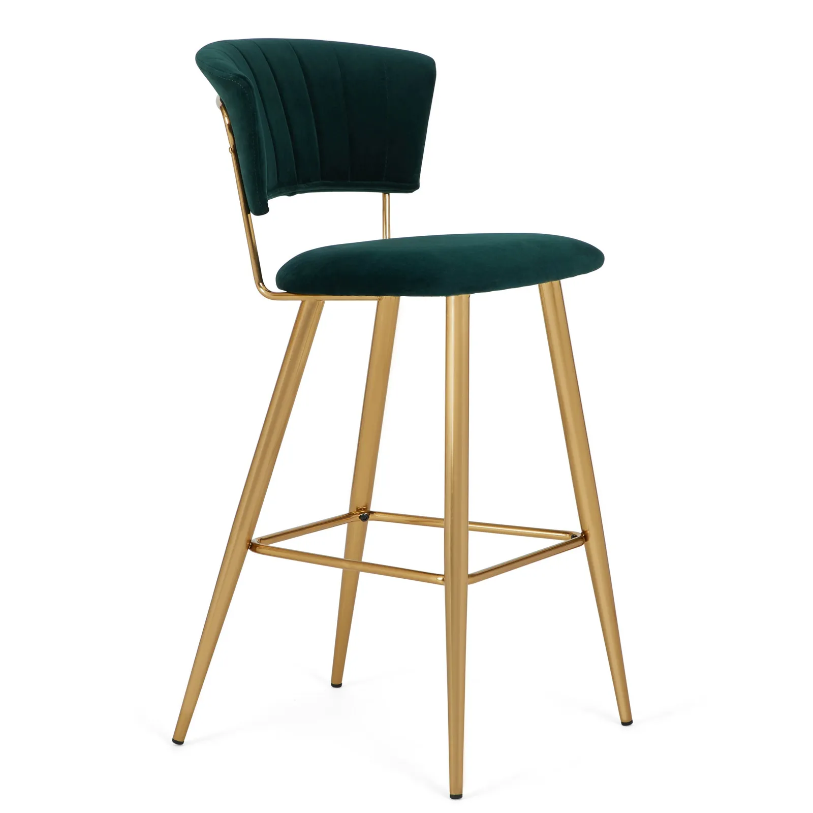 Kendall Velvet Bar Stool Green and Brown