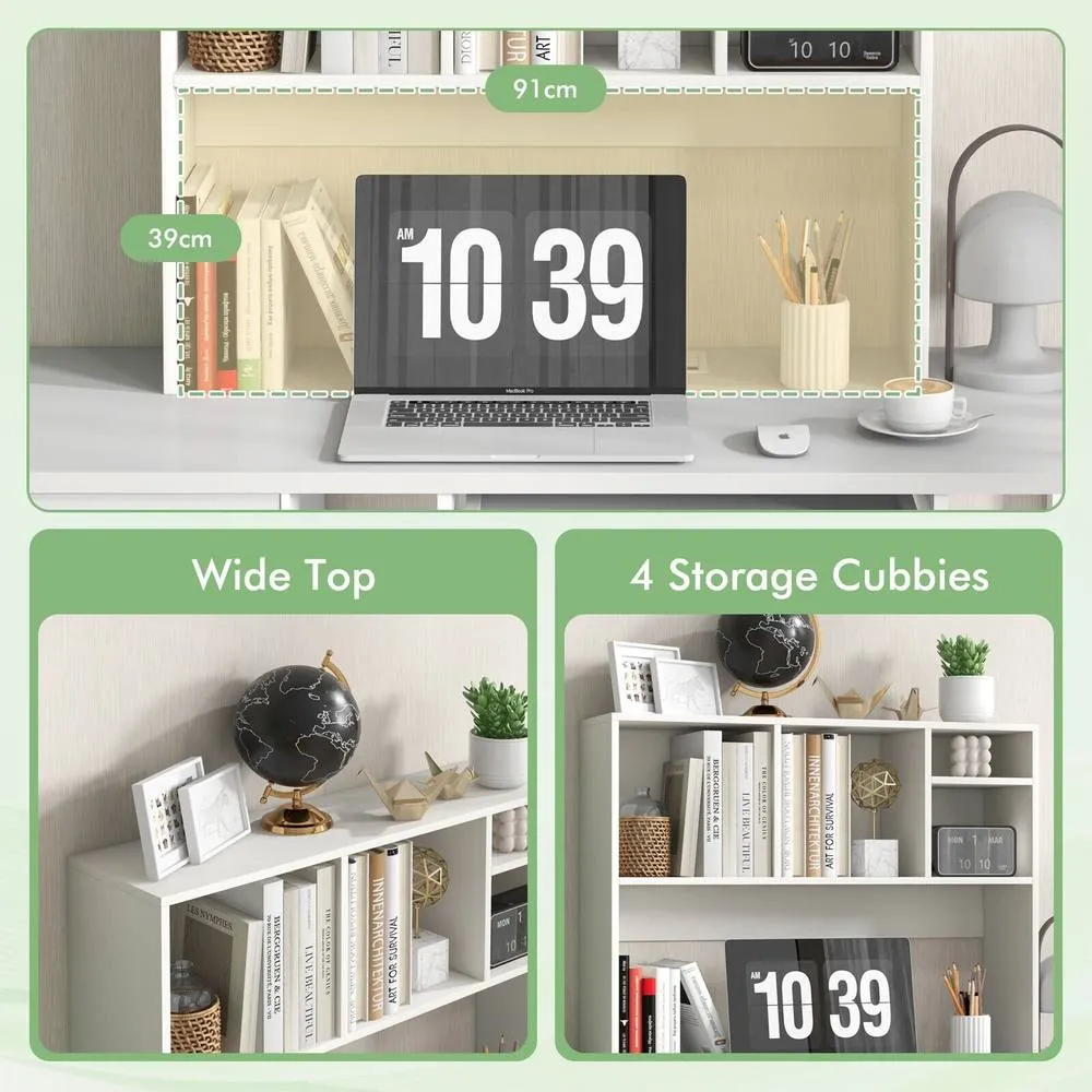 Costway Wooden Desktop Bookshelf Modern Countertop Hutch Display Rack in White 4