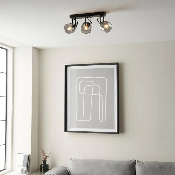 Palazzo Smoked Glass 3 Light Semi Flush Spotlight Bar 5