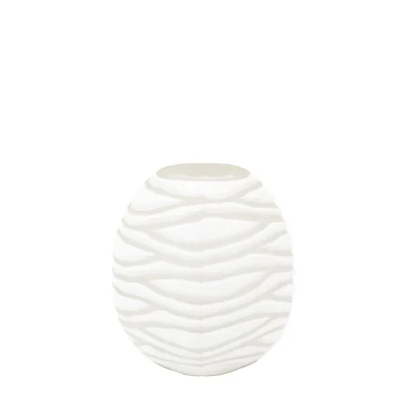 Crossland Grove Bordeaux Handblown Carved Glass Vase White 200Mm, White 4