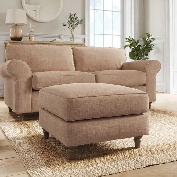 Flori Tonal Plush Chenille Footstool 1