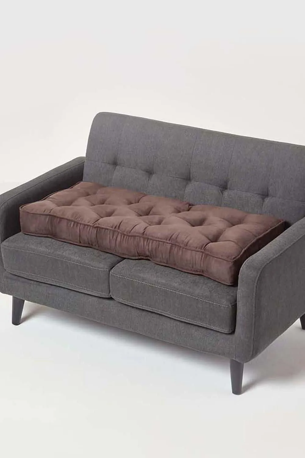 Homescapes Faux Suede 2 Seater Booster Cushion in Chocolate