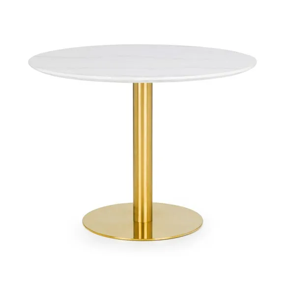 Palermo 4 Seater Round Pedestal Dining Table, White 2