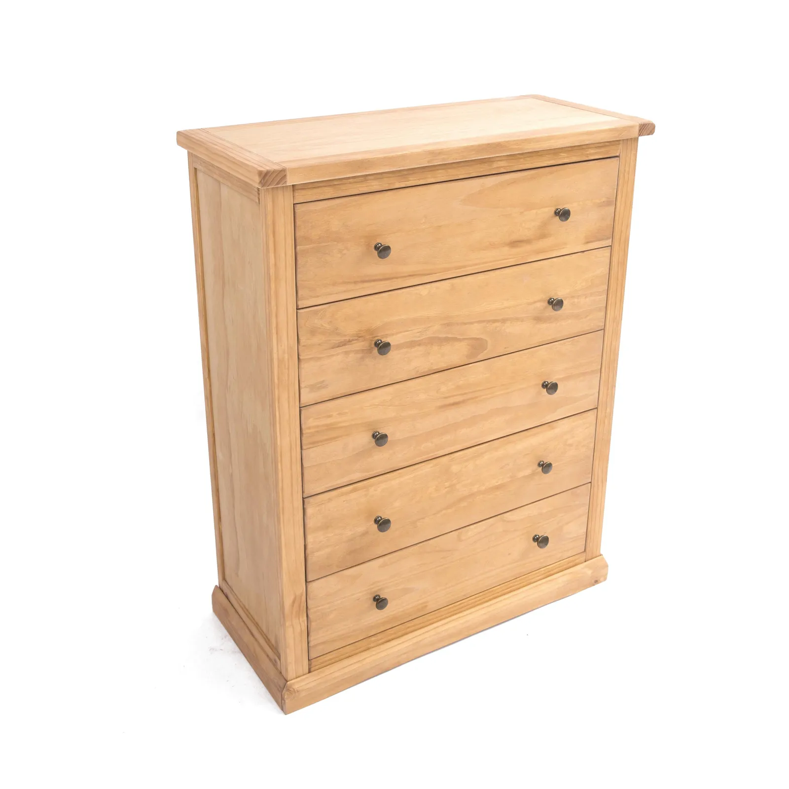 Cabinet Bits Lucca 5 Drawer Chest of Drawers Brass Knob in Light Brown 3