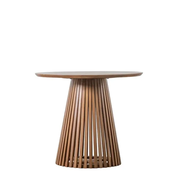 Dawson 4 Seater Round Slatted Dining Table, Acacia Wood 3