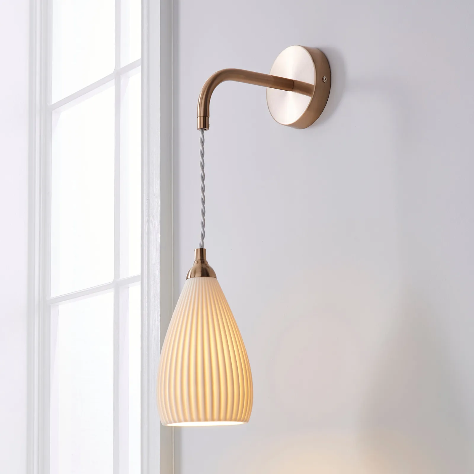 Dorma Purity Ribbed Porcelain Wall Light White