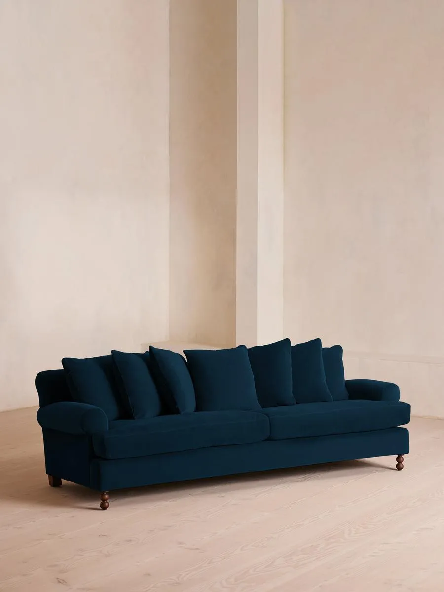 Audrey Four Seater Sofa, Velvet, Royal Blue