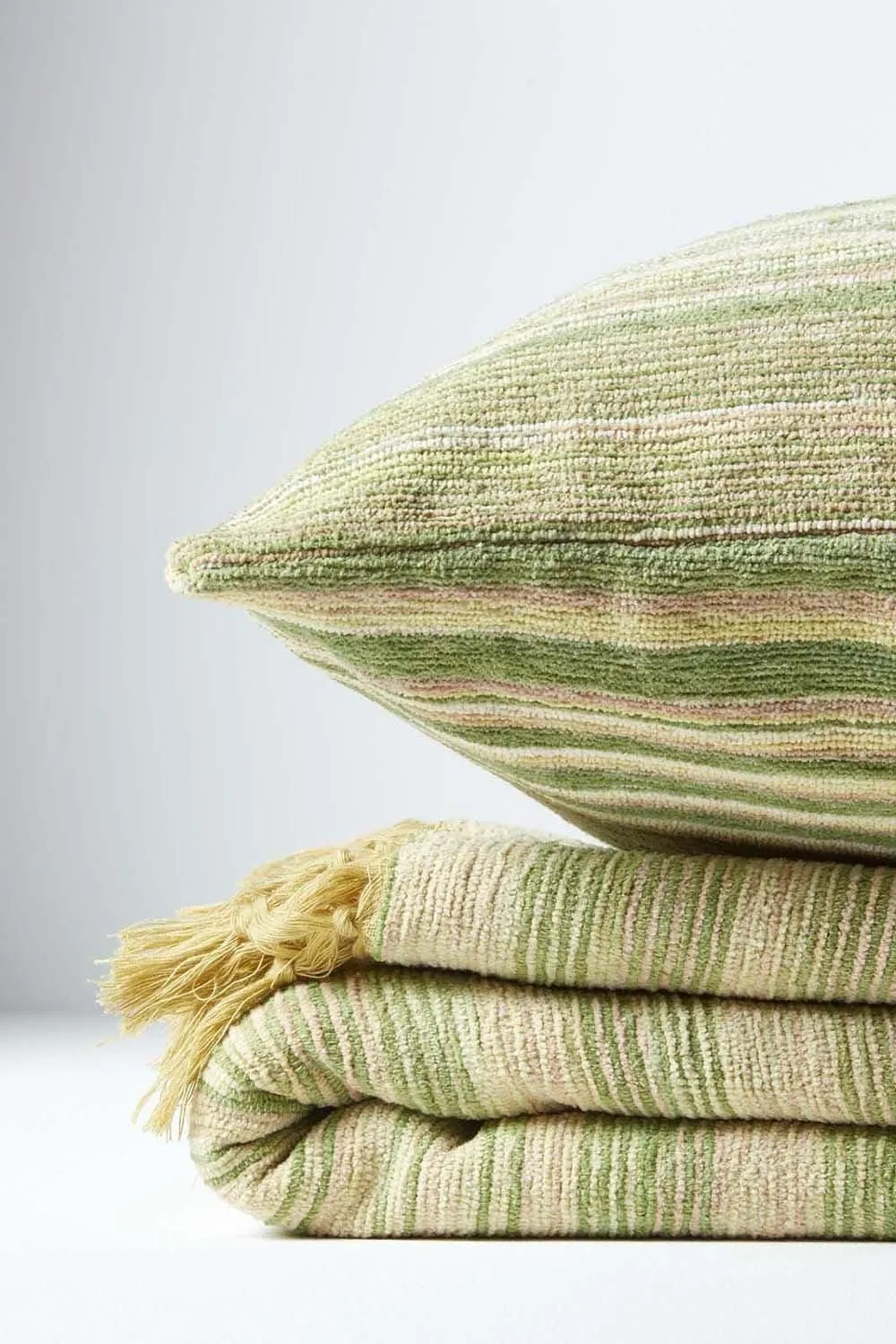 Homescapes Cotton Chenille Tie Dye Cushion Cover in Green 5