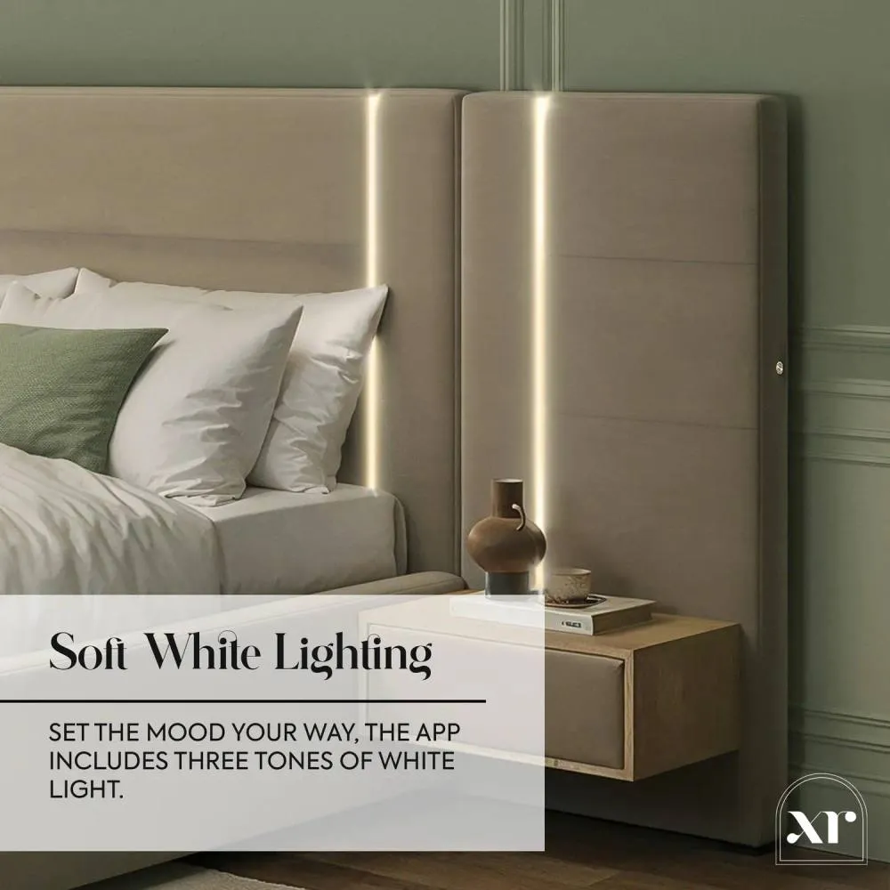 X Rocker Amelia Ottoman Hotel Bed with App-Controlled LED Lights & Bedsides in Beige 5
