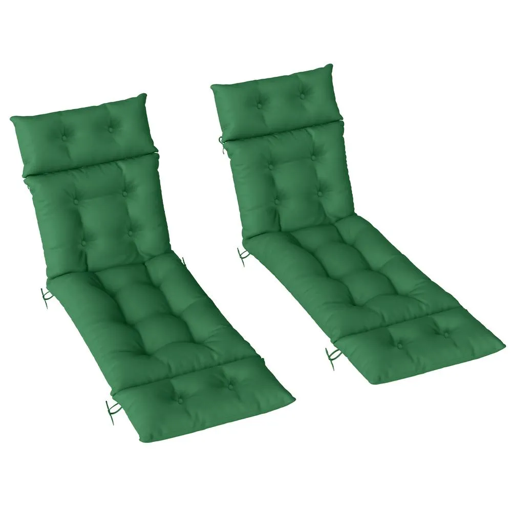 OUTSUNNY Garden Lounge Chair Cushions Set of 2, 220gsm Fabric in Green 2
