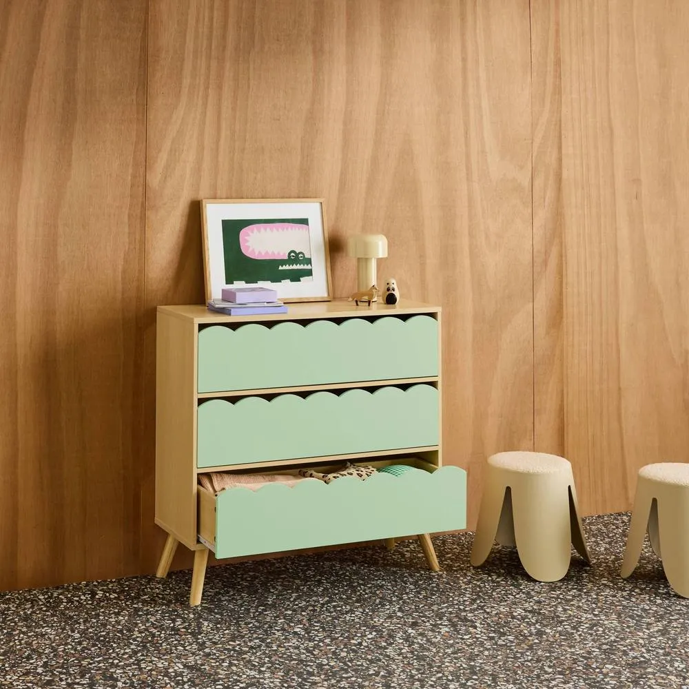 sweeek Wood-effect children's chest of 3 drawers in Green 6