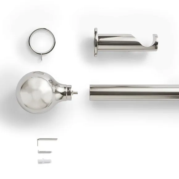 Contemporary Ball Fixed Metal Curtain Pole with Rings 2