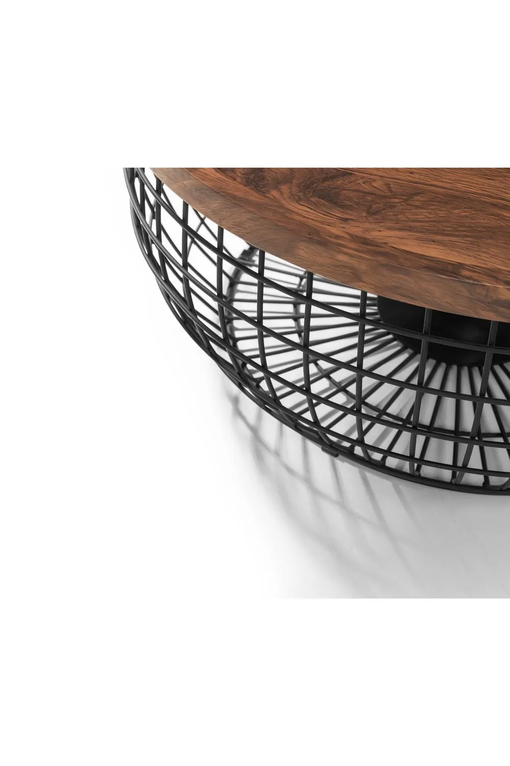 Julian Bowen Smithson Round Wire Basket Base Coffee Table in Walnut 4