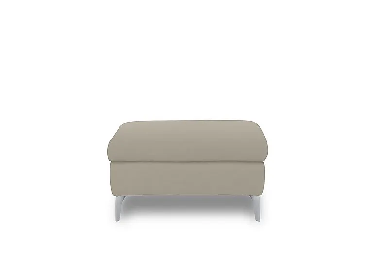 Vino Leather Large Footstool - Oyster