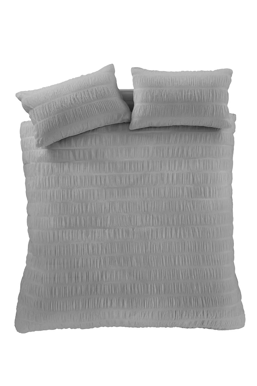 Catherine Lansfield Seersucker Duvet Cover & Pillowcase Set in Grey 5