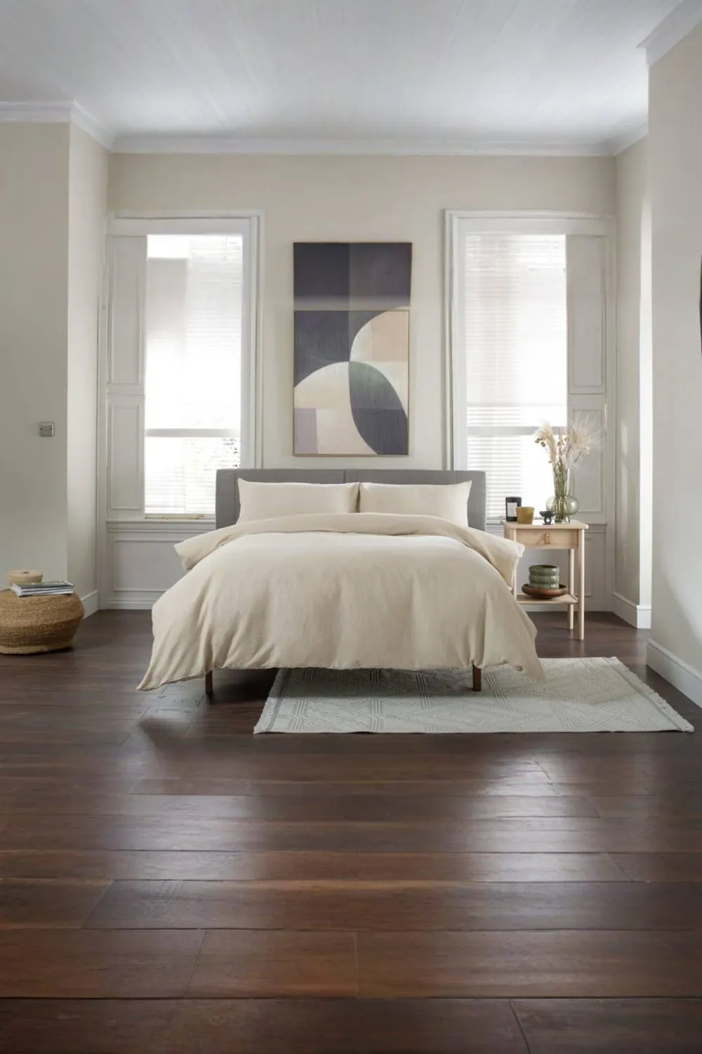 The Lyndon Company Luxury 100% Cotton Plain Duvet Cover Bedding Set Mottle in Natural 1