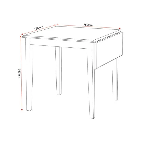 Vienna 2 Seater Square Flip Top Dining Table with 2 Chairs 3