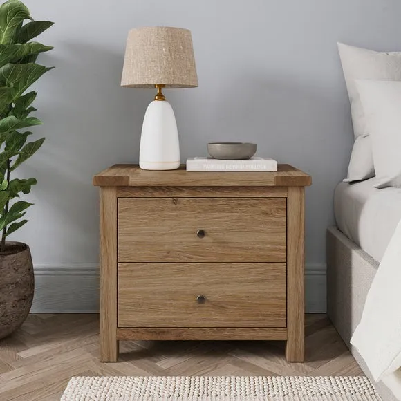 Olney Wide 2 Drawer Bedside Table