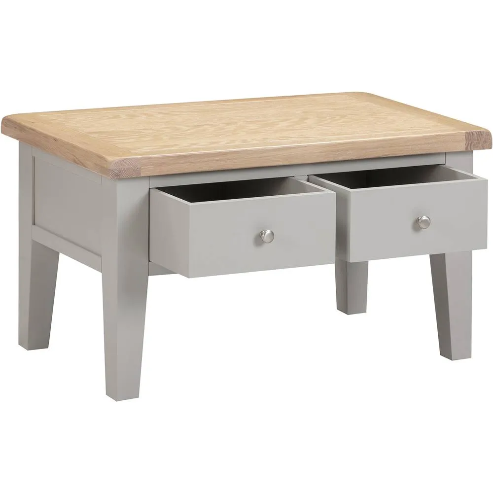 Seconique Windsor 2 Drawer Coffee Table (Fully Assembled) in Light Grey 2