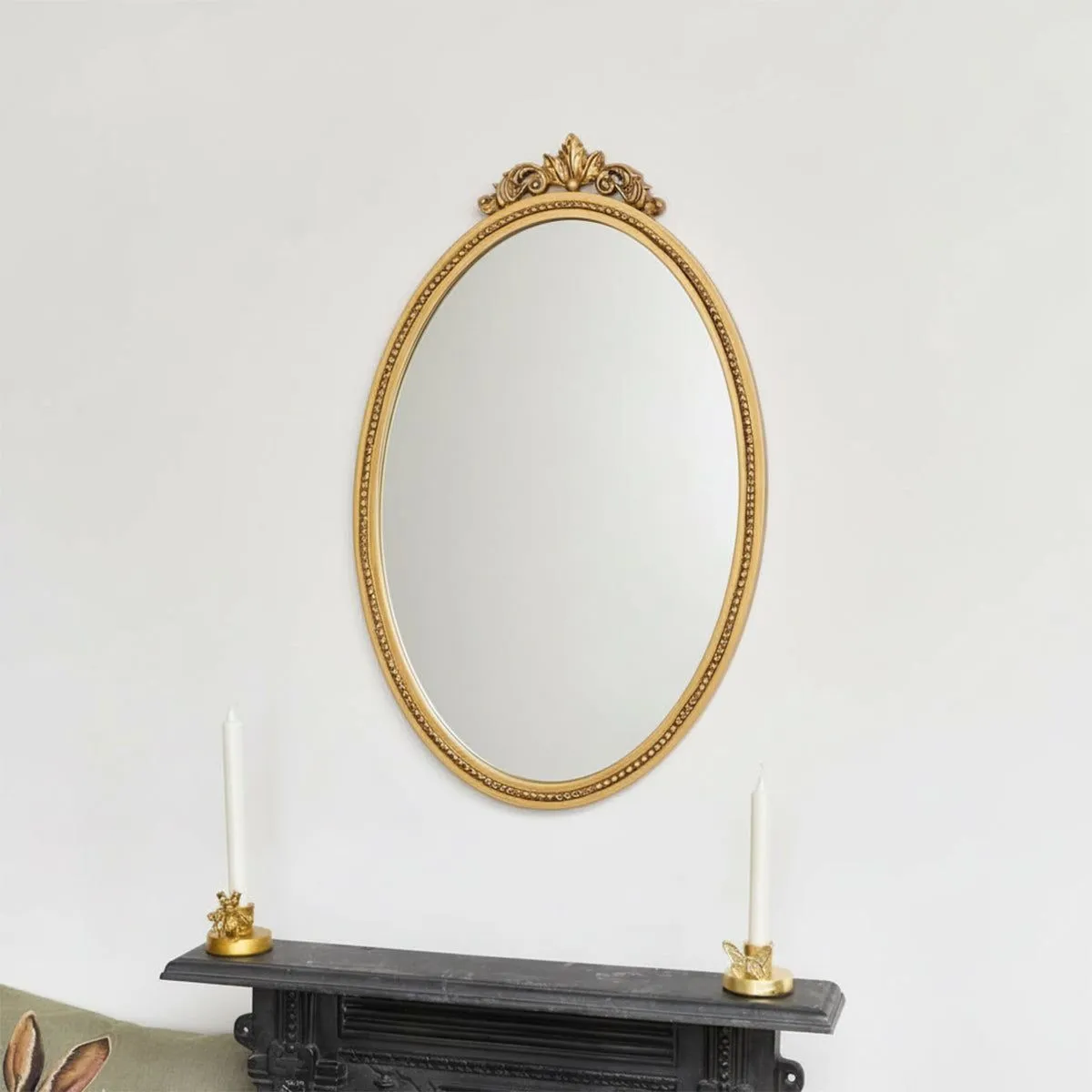 Melody Maison Large Oval Ornate Edge Gold Mirror 80cm X 50cm
