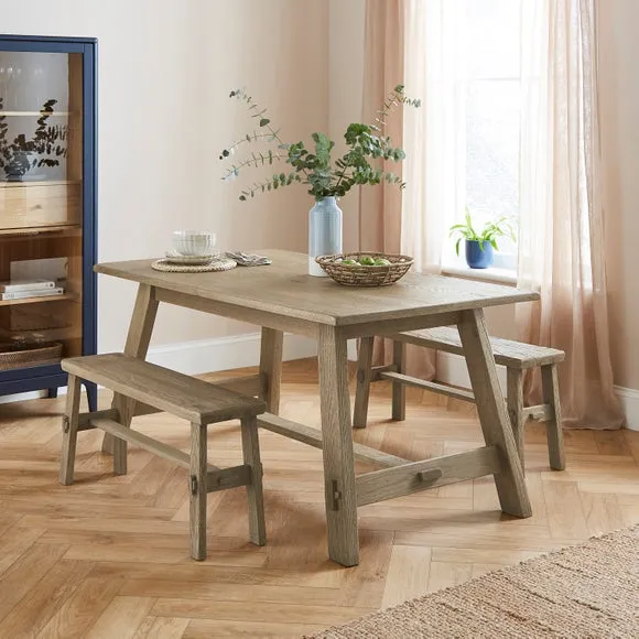 Enola Small Dining Bench, Rustic Oak 2