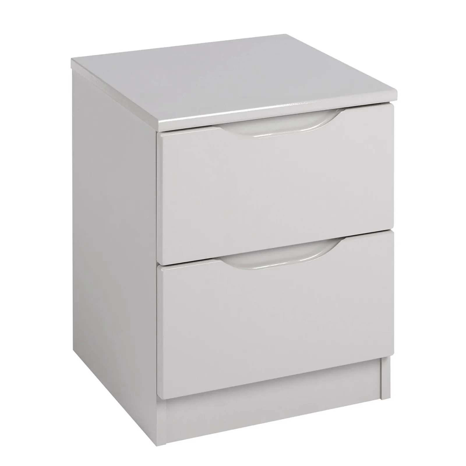 Legato Light Grey Gloss 2 Drawer Bedside Table Cream
