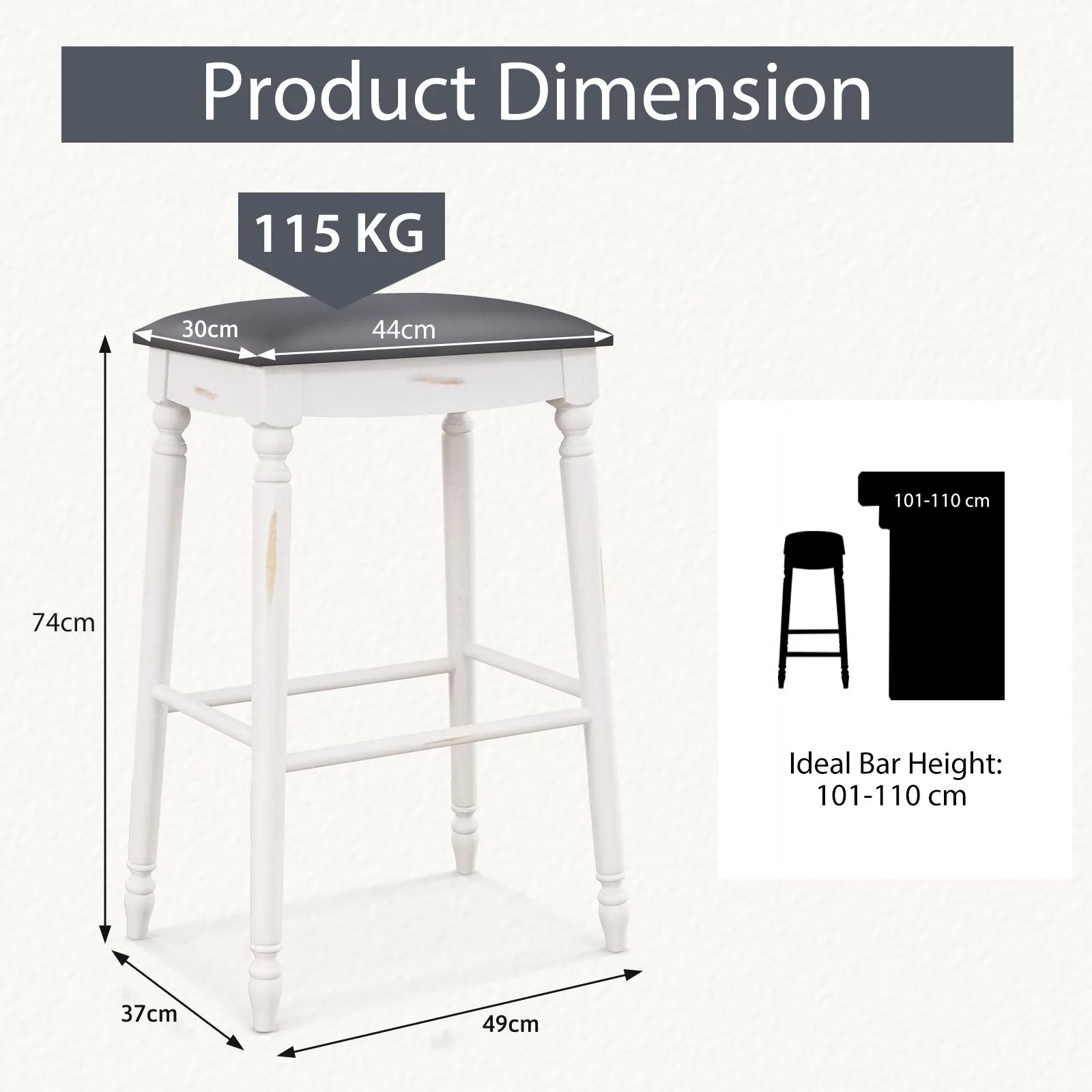 Costway Set of 2 Bar Stools Dining Counter Height Chair Modern Upholstered Pub Stool 29" 2