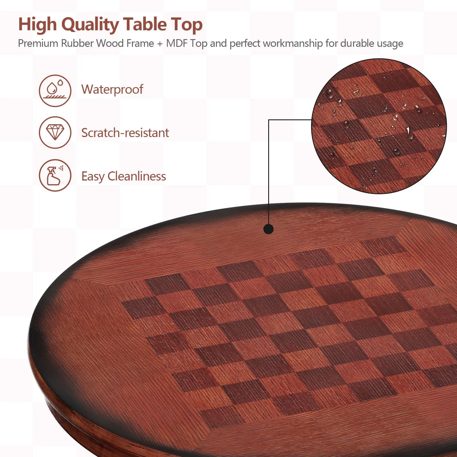 Costway Round Pub Pedestal Side Table w/ Stable Base Wooden Dining Table in Dark Brown 6