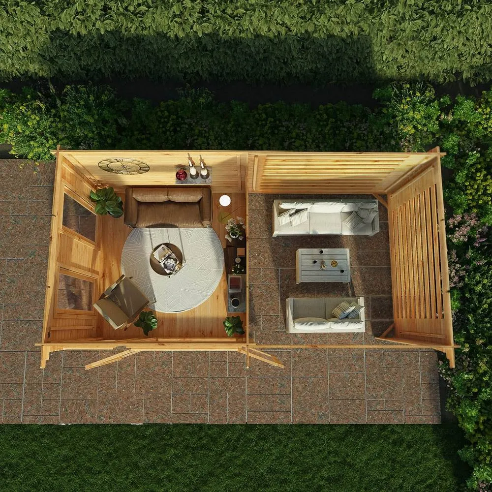 Mercia 6 x 3 m Studio Pent 28 mm Log Cabin with Slatted Area in Light Tan 5