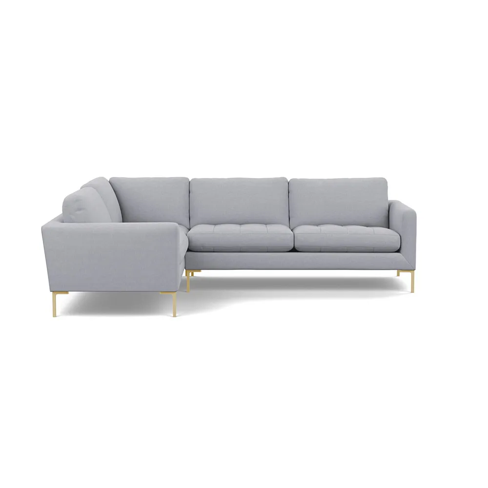 Heal's Eton Left Hand Facing Corner Sofa Brushed Cotton Pewter Brass Feet