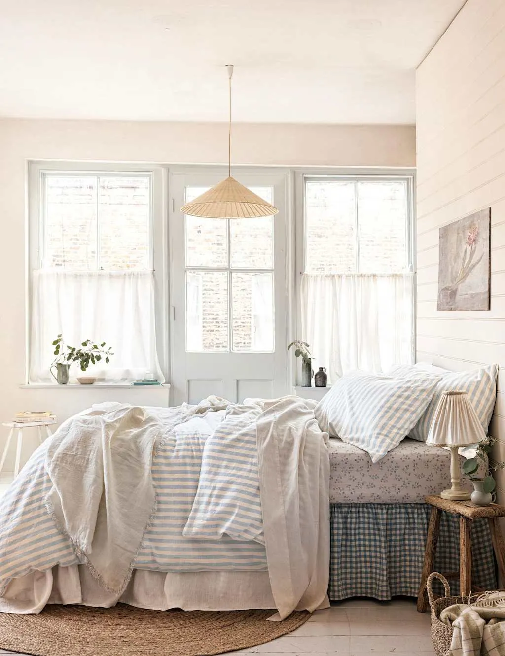 Piglet In Bed Pure Linen Pembroke Stripe Duvet Cover Blue Mix