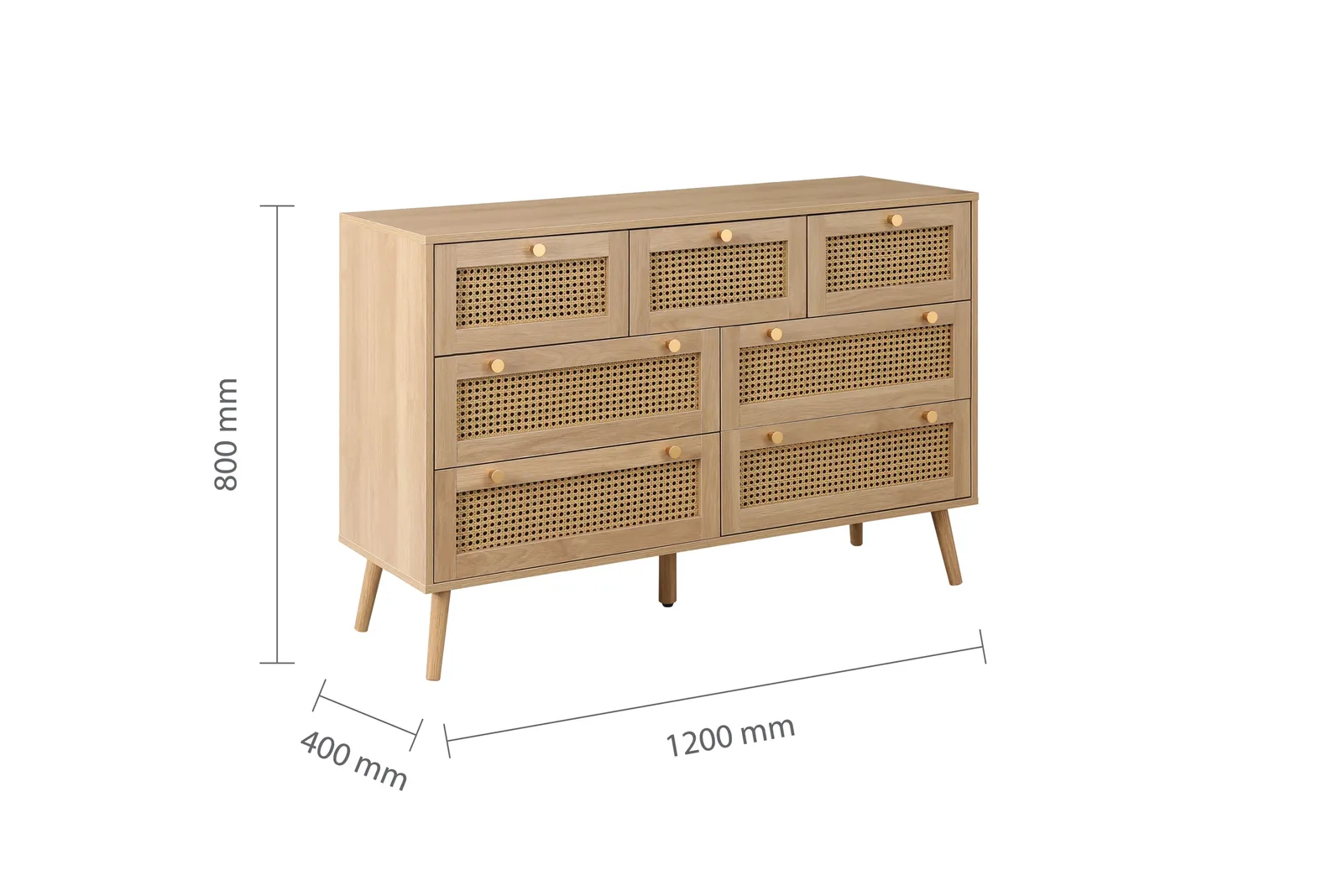 Birlea Croxley Chest of 7 Drawers Rattan Croxley Mid Century Modern in Natural 6