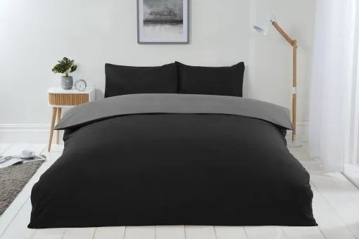 New Edge Blinds NewEdgeBlinds Brights Reversible Duvet - Black / White, Single, Black