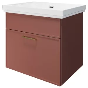 Wickes Haven Rusty Red Wall Hung Vanity Unit & Haven Basin - 579 x 600mm