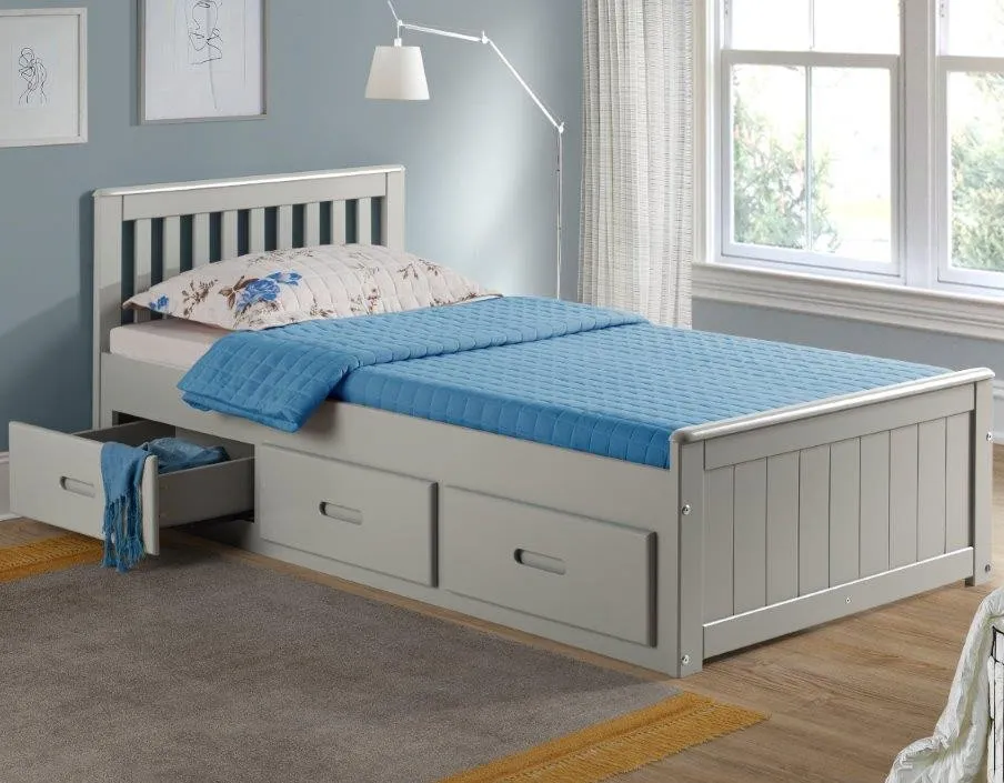 Mission - Single - Storage Bed - Grey - Wood - 3ft - Happy Beds