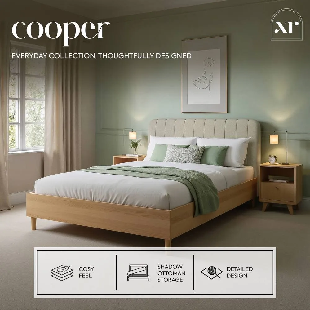 X Rocker Cooper Mixed Material Shadow Ottoman Bed- King Size - Oak/Natural in Medium Beige 2